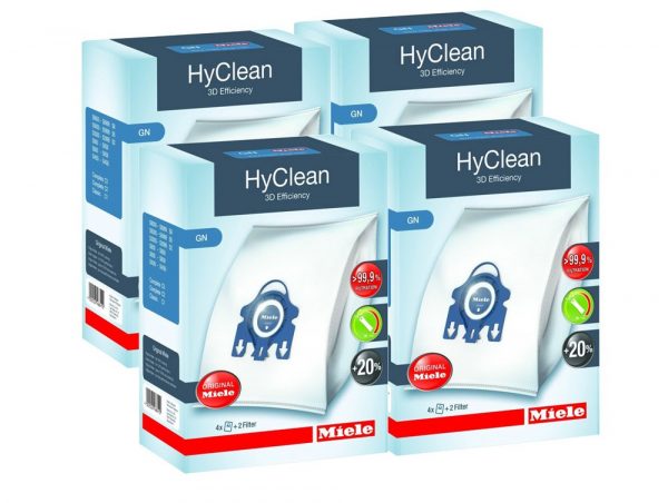 4 Boxes of Miele GN Vacuum Cleaner Bags - Genuine HyClean 3D Efficiency Bags